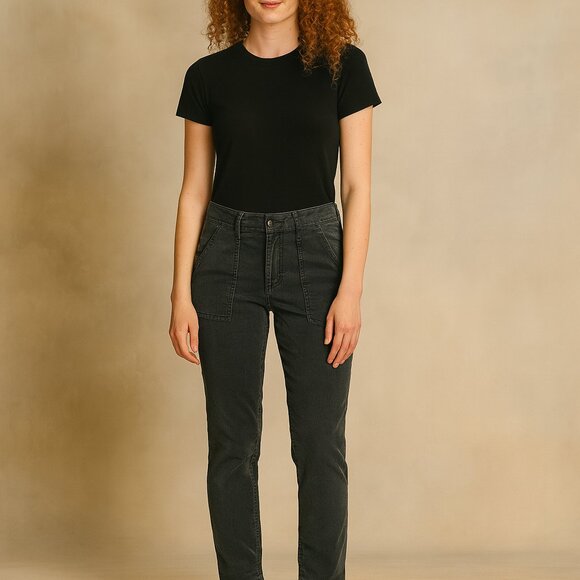 Cabi  Grey low rise  Thin Corduroy Cargo Slim Leg stretch Chino 2 - Picture 1 of 8